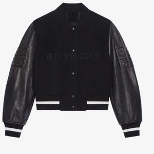 Givenchy Black Bomber Jacket with White Trim